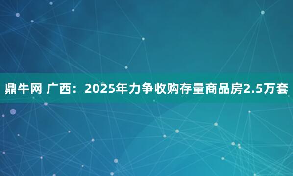 鼎牛网 广西：2025年力争收购存量商品房2.5万套