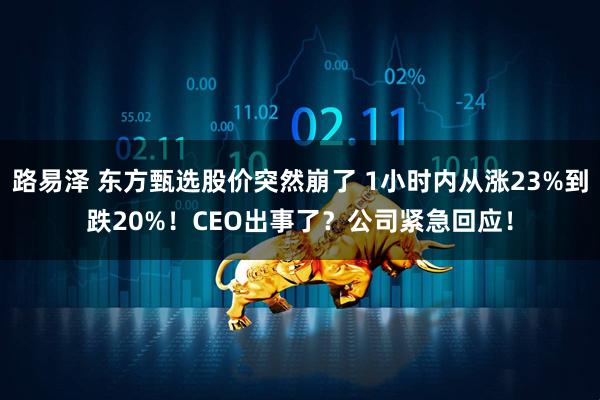 路易泽 东方甄选股价突然崩了 1小时内从涨23%到跌20%！CEO出事了？公司紧急回应！