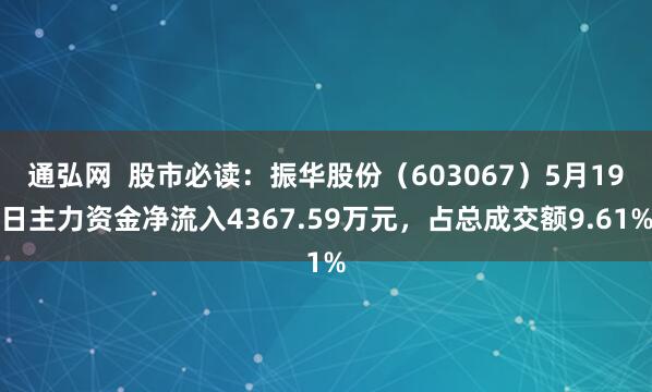 通弘网 股市必读:振华股份(603067)5月19日主力资金净流入4367.59万元,占总成交额9.61%